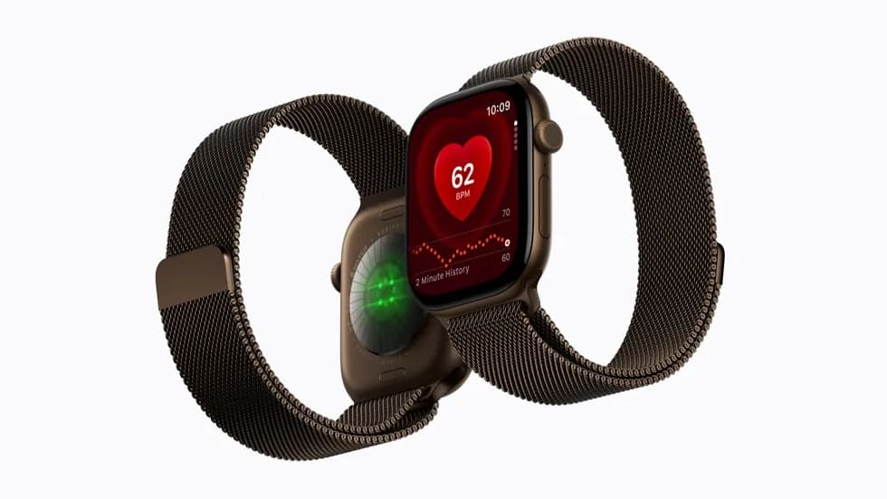 Front display and rear sensor views of Apple Watch Series 12