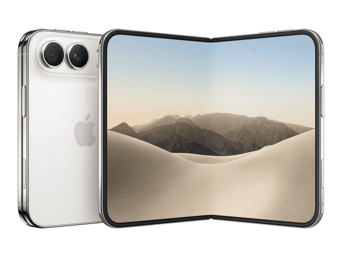 Open star white iPhone Duo shown from the front and rear